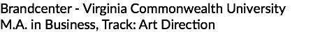 Brandcenter - Virginia Commonwealth University
M.A. in Business, Track: Art Direction